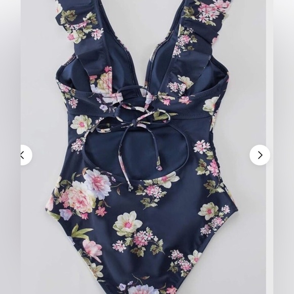 Women One Piece Swimsuit Tummy Control Bathing Suit Ruffled Swimwear XL NWT - Picture 4 of 5